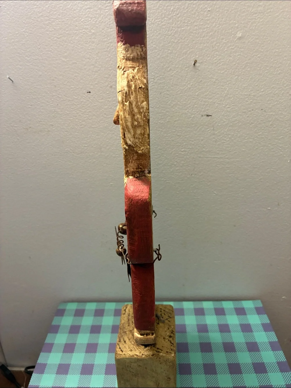 Handcrafted Red Santa Holiday Decoration - Wood Carved
